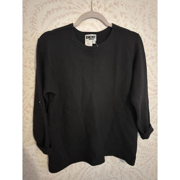 Vintage DKNY Jeans Black 100% Wool Sweater Size P - Picture 4 of 6